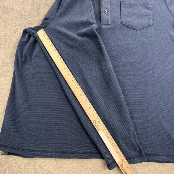 LL Bean Henley Shirt Mens XL Blue Long Sleeve Pocket Outdoors 500557 Polyester - Picture 6 of 12